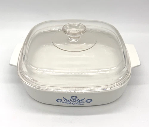 Corning Ware A-10-B Blue Cornflower 10" Casserole Dish w/ A-12-C Pyrex Lid VTG
