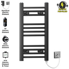 600 mm Matt Black Heated Towel Radiator For Downstairs Toilet Bathroom Caravan