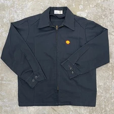 Vintage Shell Gas Jacket 42 USA Gray Service Station Uniform Gasoline Work