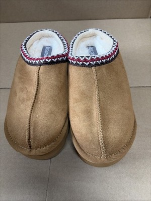 Falls Creek Girls Platform Slipper Size 2 New Brown Faux Fur Slip On Super Soft