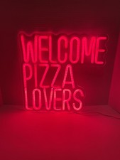 Welcome Pizza Lovers Neon Light Sign Restaurant Bar Wall Decor 18  x 18  