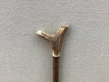 Red Deer Antler Walking Snakeskin Hazel Thumb Stick No.13