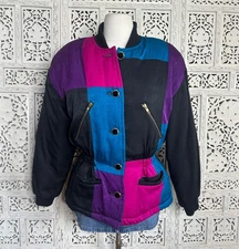 Vintage Mulberry Street Retro Colorblock 80's Oversized Thick Puffer Windbreaker