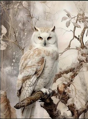 Schneeeule Gemälde Tierdruck ungerahmt Leinwand Wandbild 30 x 40 cm