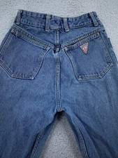 Vintage Guess Jeans Zipper Ankle Womens ACTUAL 24x26 High Rise Tapered Leg 90s