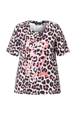 Ulla Popken Damen große Größen T Shirt Leomuster Classic Rundhals Halbarm 838940