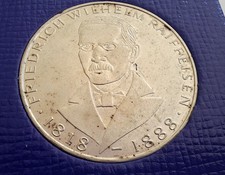 1968 J Germany 5 Deutsche Mark Friedrich Wilhelm Raiffeisen KM# 121