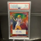 2024 Leaf Vivid Jayden Daniels Red Mojo Prizm RC Auto 1/1 Jersey # 5/8 PSA 9