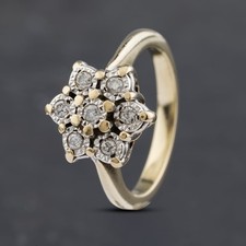 Second Hand 9ct Yellow Gold 0.20ct Brilliant Cut Diamond Flower Cluster Ring ...