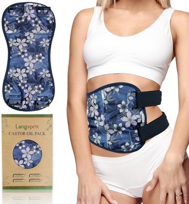 Langsprit Castor Oil Pack Wrap,Organic Cotton Castor Oil Packs for Liver Detox,R