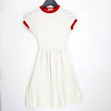 VTG 80s 90s Health Tex Red Off White Heart Midi Dress Girls Size 12 Made in USA