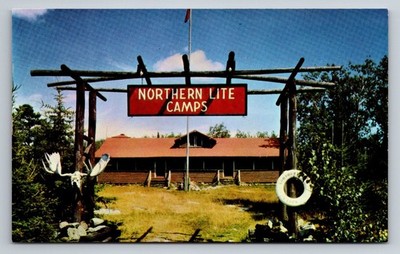 Northern Lite Camps Main Lodge Sphene Lake Ontario Canada Vintage Postcard
