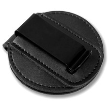 Cowhide Sheriff Badge Holder - Black Leather