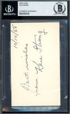 Ken Strong Beckett BAS Signed 3x5 Index Card Autograph