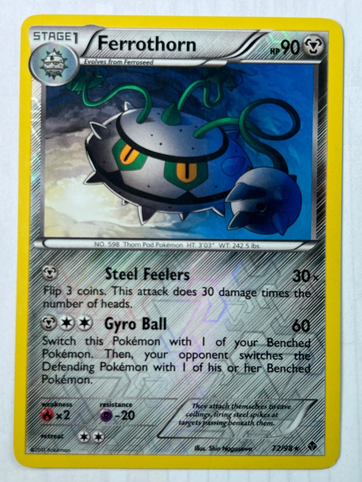 Ferrothorn 72 Reverse Holo 72/98 Emerging Powers NM Pokemon Fast Ship