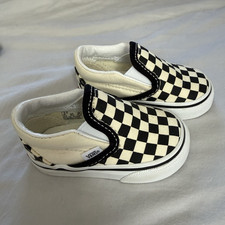 VANS Classic Slip-On Checkerboard Black/White Unisex Kids US 3 Canvas