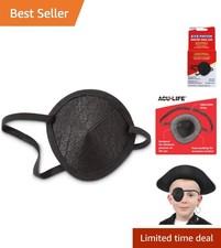 Pirate Costume Eye Patch - Adjustable Black Vinyl with Light Blocking Design