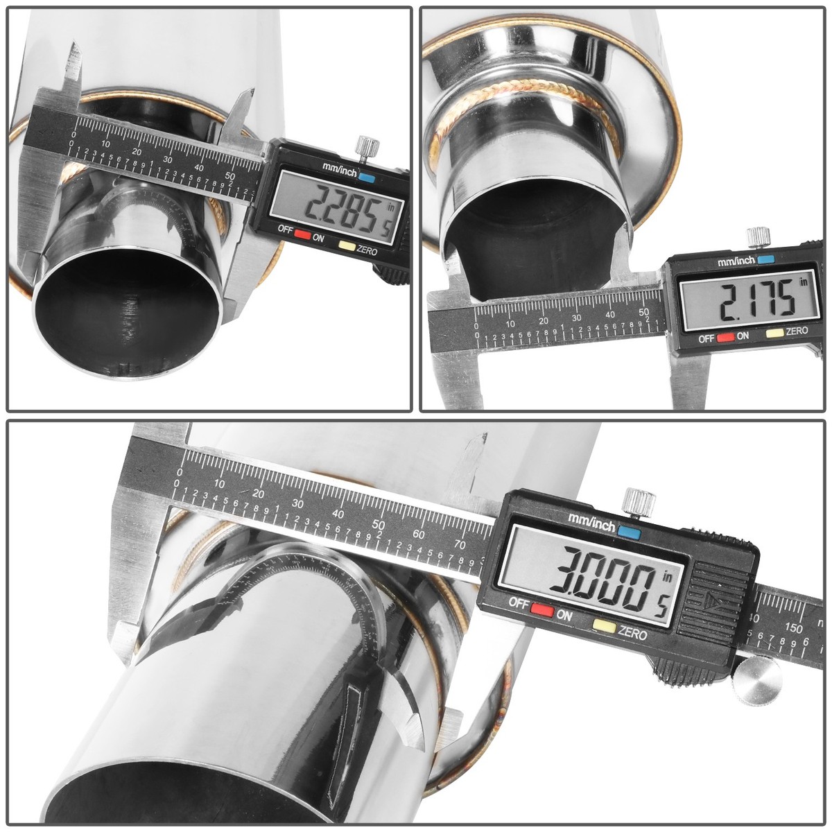 2.25in. Inlet X 3-in. Outlet X 8-in. Length, Stainless Single Wall Round Straight Exhaust Tip #500369 - Foto 14