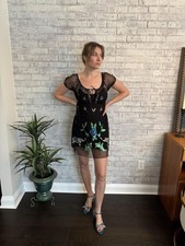 Free People Black Sheer Sequin Mini Dress