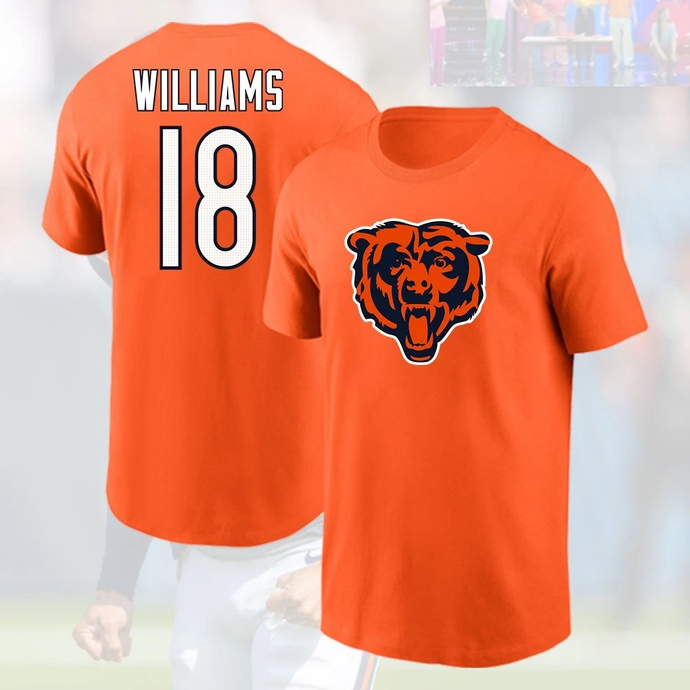Caleb Williams #18 Chicago Bears Double Sided T-Shirt Fan Logo