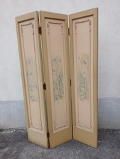 SEPARE'-PARAVENTO 3 ANTE LEGNO LACCATO CON DECORAZIONI - BAROCCHETTO 1960 EMILIA