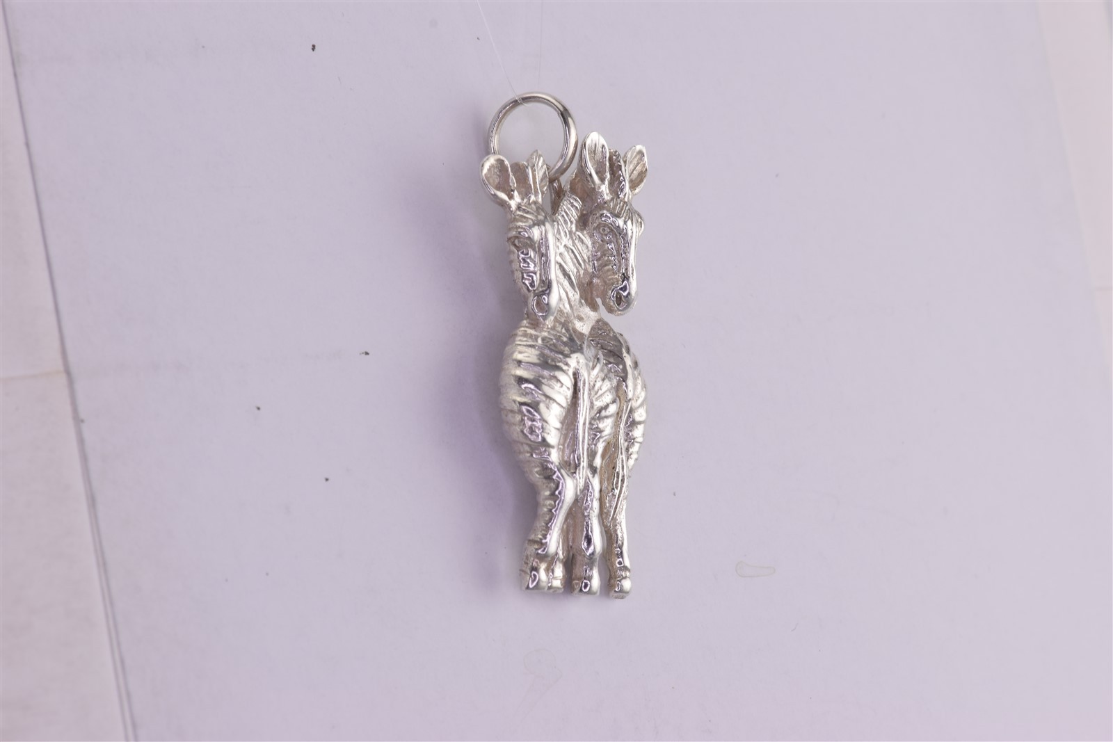 Sterling Silver 37mm Solid Dimensional Zebras Loo… - image 1