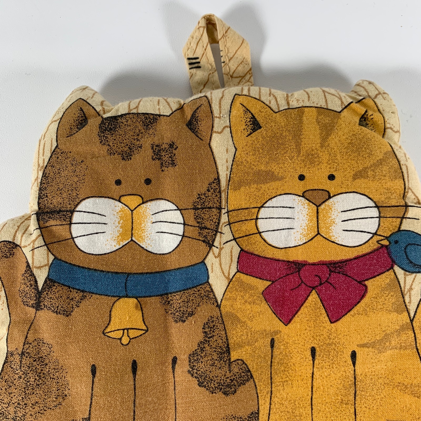 Vintage 90's Tabby and Orange Cat Pot Holder Country Cottagecore Decor 7.5"x8"
