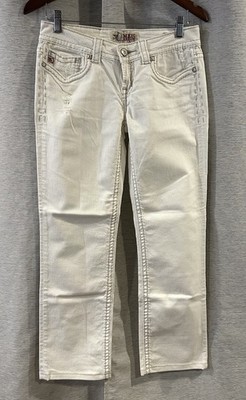 MEK Denim DALLAS White Jeans size 28X34 Stretch Straight Distressed