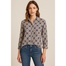 Guess by Georges Marciano Vintage Geometric Print Button Up Shirt Size 2