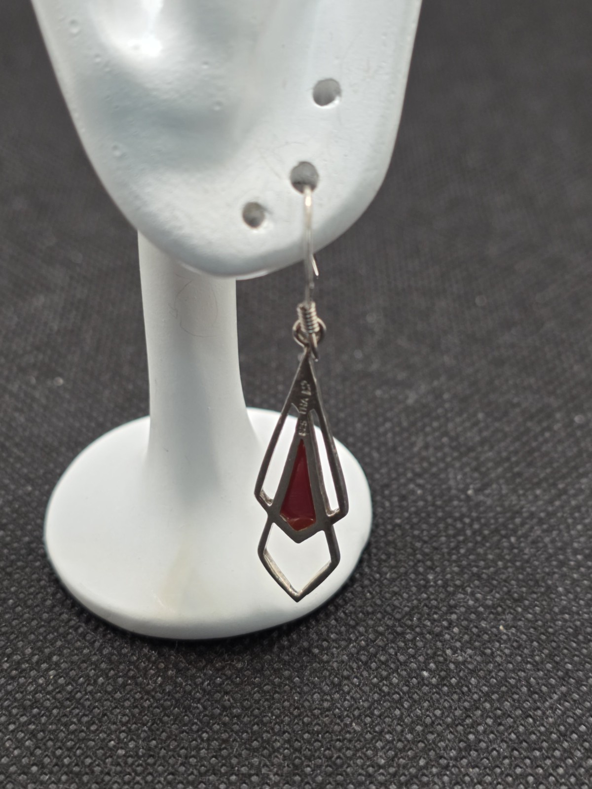 Vintage Red Jasper Angular Prism Dangle Earrings … - image 5