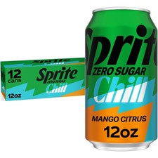 Sprite Zero Sugar Chill Mango Citrus 12oz Cans 12 Pack Limited Flavor 