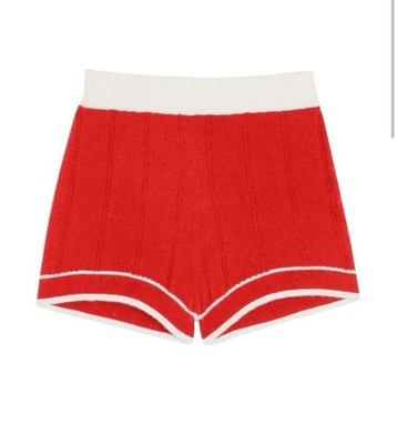 NWT Guest In Residence 100% Cashmere Knit Shorts Retro Hot Pants Size Large Red