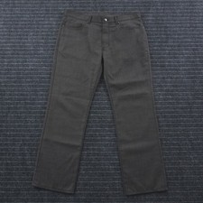Versace Collection Pants Mens 36 Grey Wool Blend Straight Leg Micro Pattern