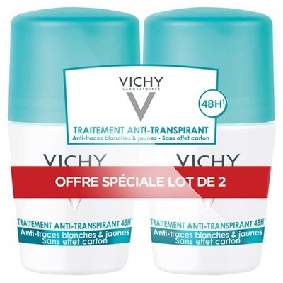 Vichy Antiperspirant Anti-Stain Roll-On Deodorant 48H Pack of 2 x 50ml