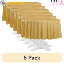 6 Pack 84 Inch Round Plastic Table Covers Disposable Waterproof Party Decoration