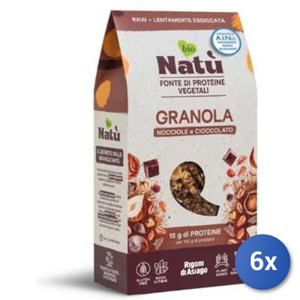 6X Multipack Rigoni Di Asiago Bio Granola With Hazelnuts And Chocolate 250G