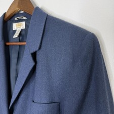 Talbots Blazer Womens 14 Blue Wool Lined Made In USA Jacket Italian