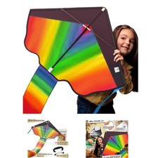 Vibrant Rainbow Kite for Kids 3-12 - Durable  Easy to Assemble for Beach Fun