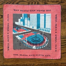    RARE Vintage TAMMIS KEEFE Handkerchief THE PLAZA / FIFTH AVE