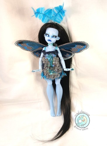 Shadow Moth ART DOLL Monster High Custom blue bug girl Repaint OOAK G3 Abbey ejw - Picture 3 of 7