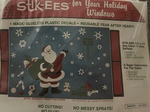 Stik-ees Creative Fun Magic Plastic Decals DDD-Jolly Santa 1991