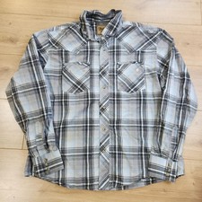 Wrangler Retro Western Shirt Mens XL Blue Plaid Pearl Snap Long Sleeve Cowboy