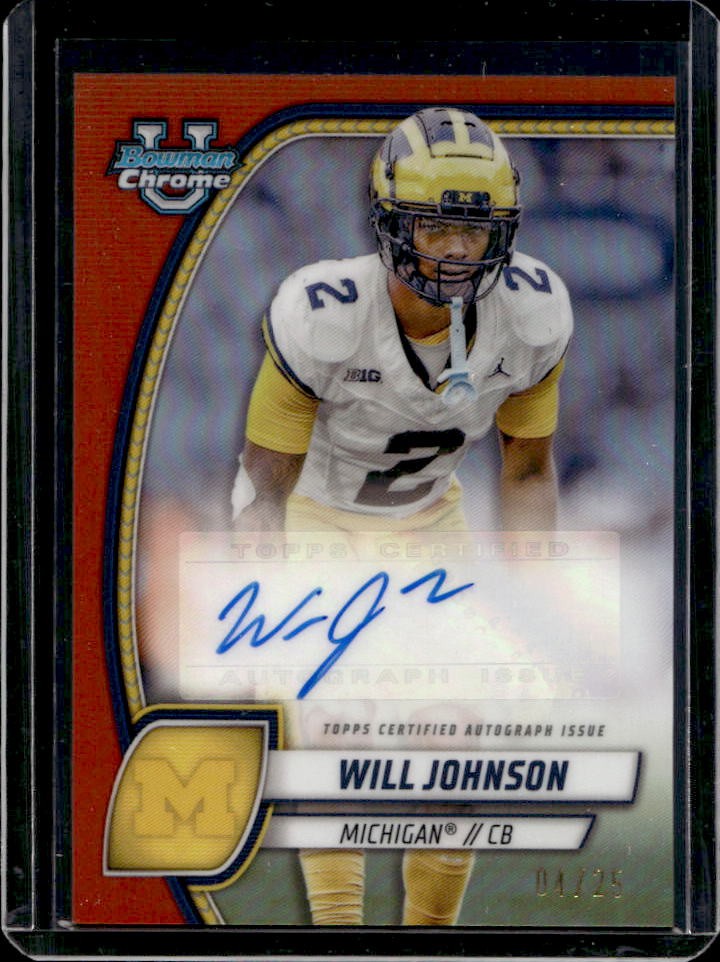 2024 Bowman Chrome U Will Johnson Prospect Auto Orange Refractor #4/25