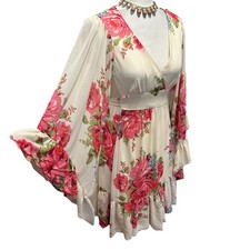 Betsy Johnson Womens  6 Floral Wrap Mini Dress Flare Sleeve Feminine Romantic