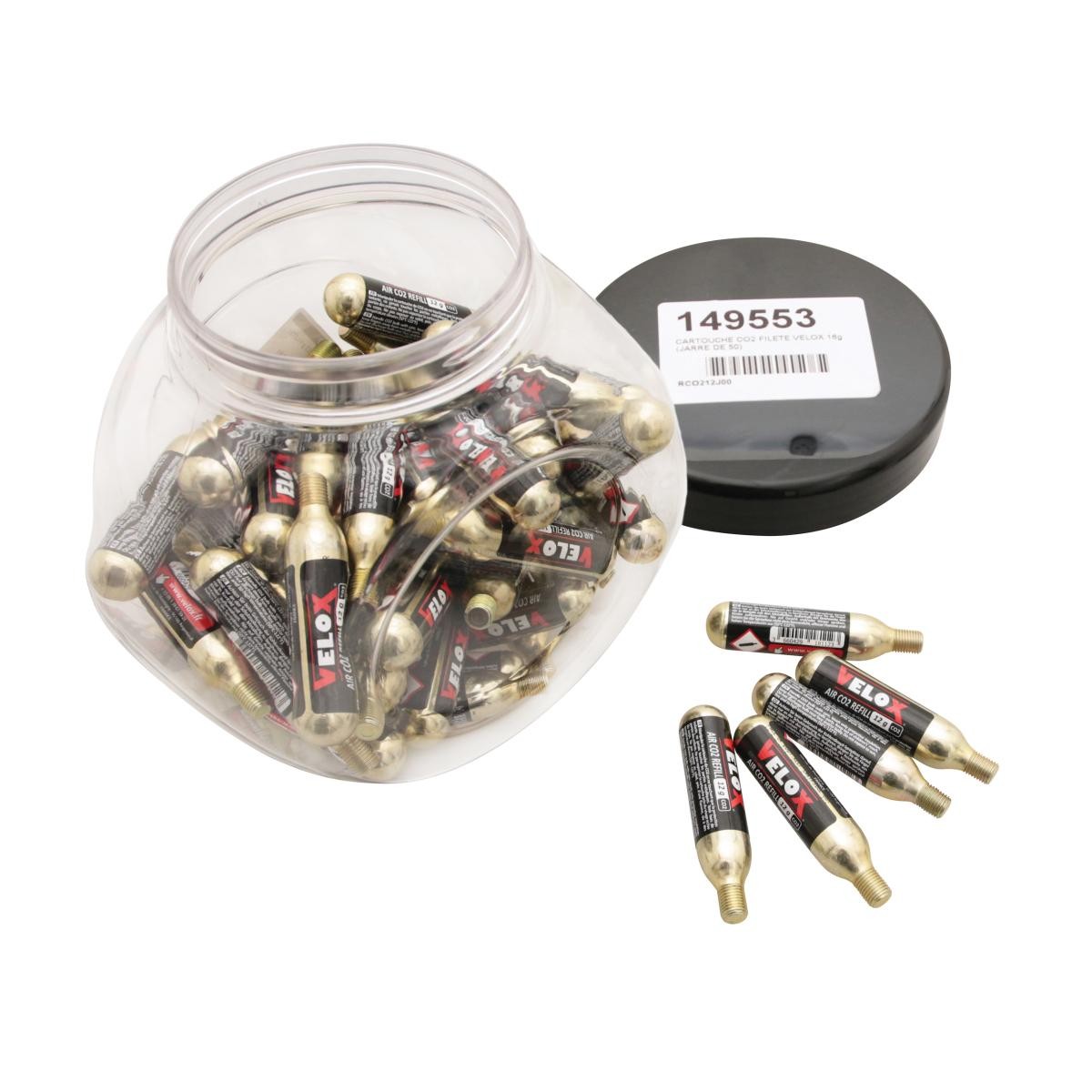 Cartouche CO2 filetée Velox 12g en jarre de 50 pièces pour pompe de vélo