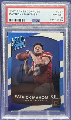2017 Panini Donruss Patrick Mahomes Rated Rookie #327 Chiefs RC PSA 8 NM-MT