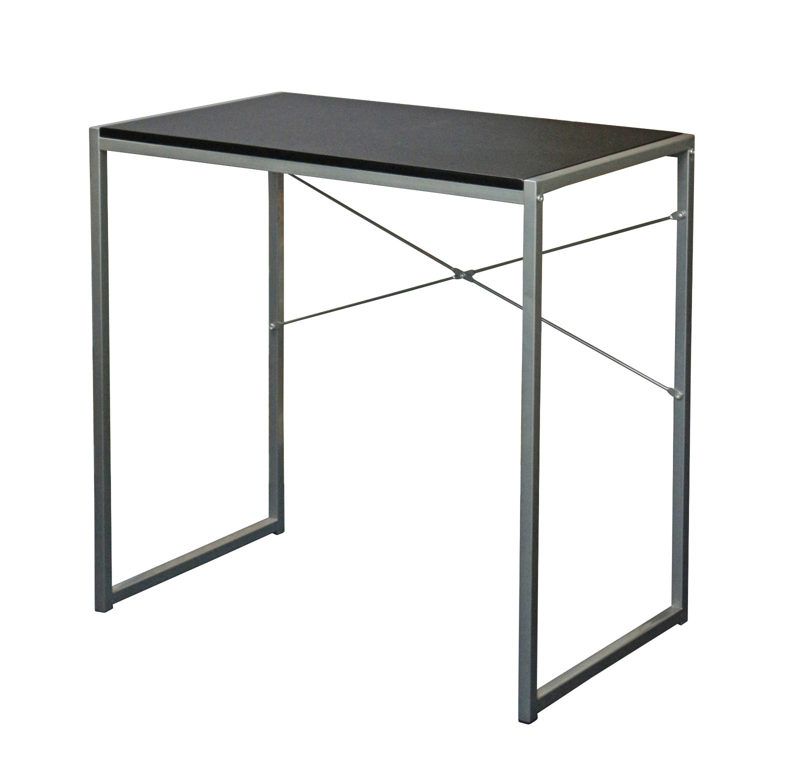 eHemco Multifunction Rectangular Desk, Black Top and Silver Leg