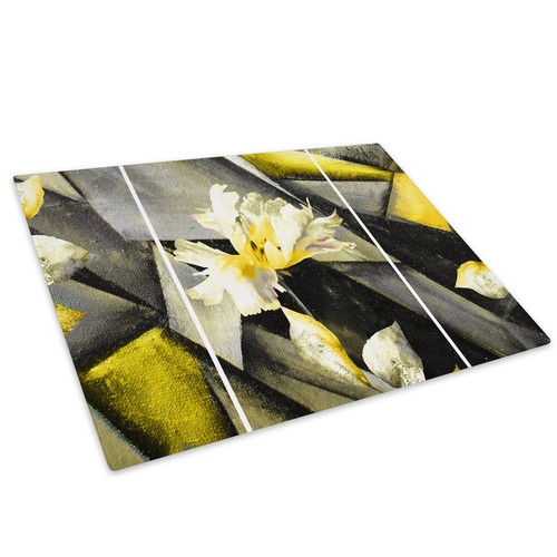 Black Yellow Geometric Glass Chopping Board Kitchen Worktop Saver