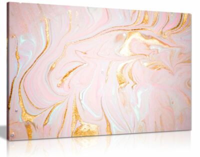 Rosa & Gold Marmor Wirbel Leinwand Wandbild Bild Druck