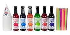 	12.7oz Snow Cone Syrups 6 Pack W/Cups/Straws	